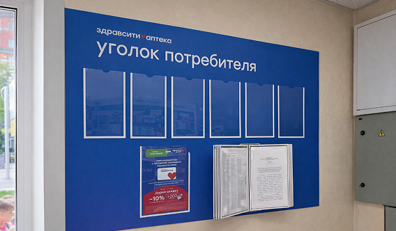 Стенд из пластика с карманами